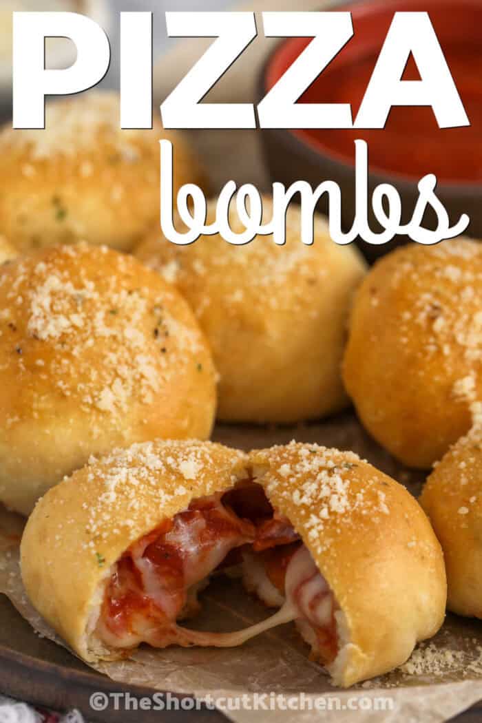 pizza bombs with writing