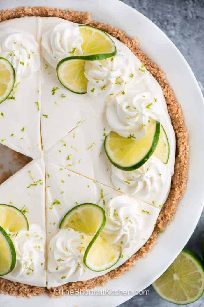 close up of No Bake Key Lime Pie