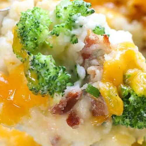 close up of Broccoli Potato Casserole