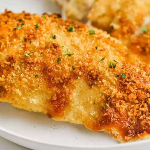 close up of Parmesan Crusted Chicken with Mayo