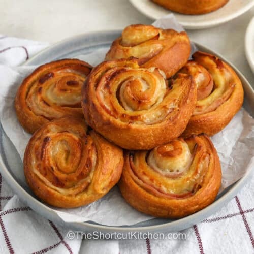 Ham and Cheese Pinwheels on a plate