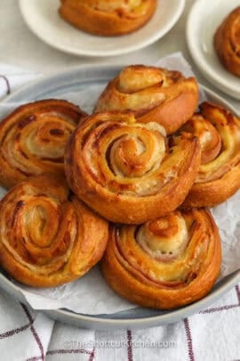 plated Ham and Cheese Pinwheels