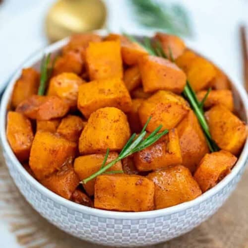 bowl of Oven Roasted Butternut Squash