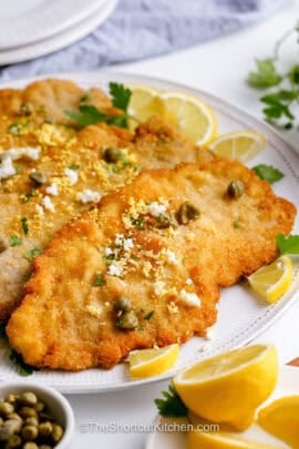 Pork Schnitzel Recipe on a plate.